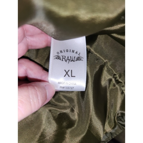 RAW 7 DESIGN Puffer Vest Men XL Olive Green Quilted Full Zip Waterproof Outdoor - Picture 5 of 9